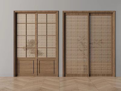 Wind Sliding Door Wind Rattan Sliding Door Sliding Door Lattice Sliding Door Partition Door 3d model