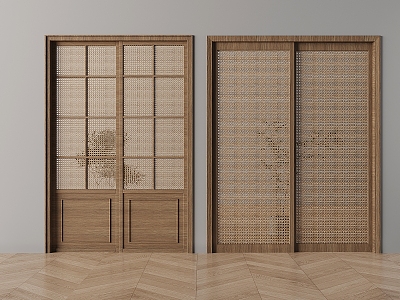 Wind Sliding Door Wind Rattan Sliding Door Sliding Door Lattice Sliding Door Partition Door 3d model