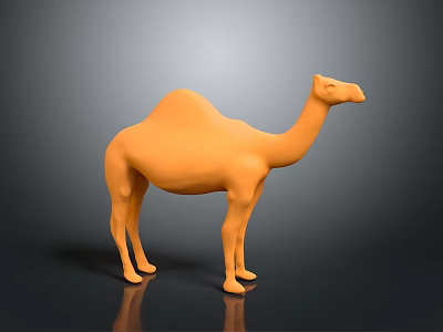 Minimalist Orange Camel 3D Model Standing on Dark Background with Smooth Surface 3d model