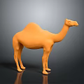 Minimalist Orange Camel 3D Model Standing on Dark Background with Smooth Surface 3d model