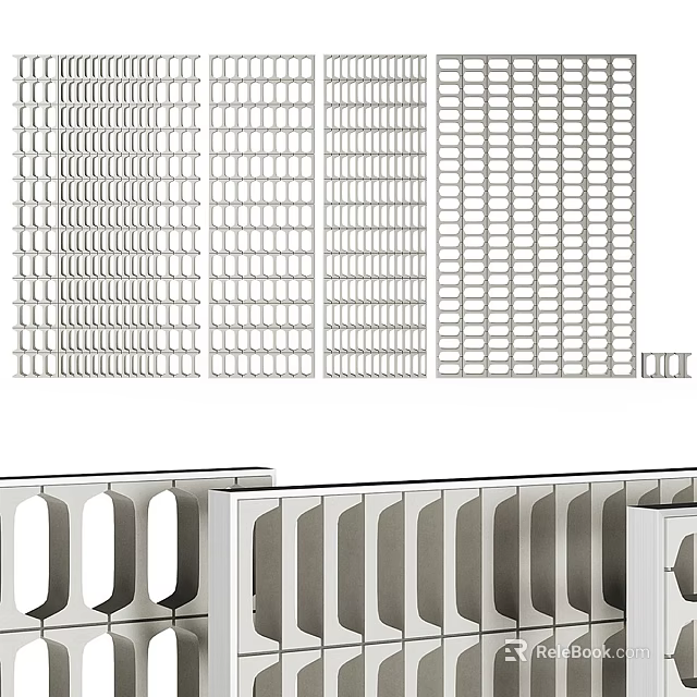 Modern Metal Partition Designs With Grid Patterns And Vertical Slats 3d model 