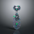 Futuristic Mechanical Weapon With Green Glowing Elements And Intricate 3D Design