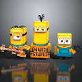 Minion LEGO Characters Holding Guitar Sign And Wrench In Playful Group Scene