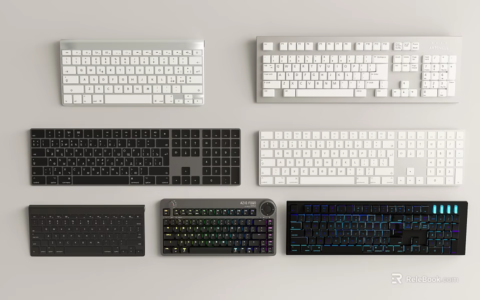 Various RGB Backlit Keyboards For Mobile Digital Devices With Wireless And Wired Options 3d model 