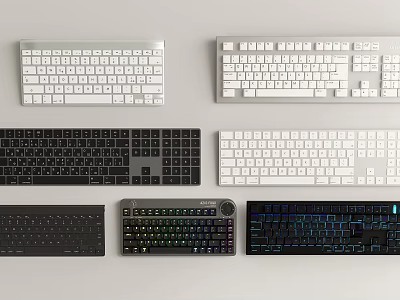 Various RGB Backlit Keyboards For Mobile Digital Devices With Wireless And Wired Options 3d model