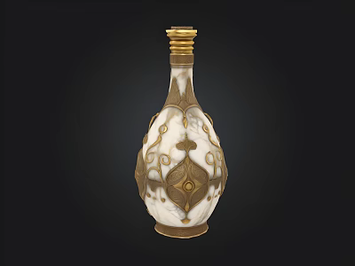 White And Gold Decorative Vase With Intricate Patterns And Elegant Design 3d model