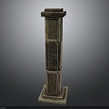 Modern Decorative Stone Column With Textured Surface And Mossy Details 3d model