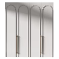 Modern White Wardrobe With Arched Top Doors And Brass Long Handles