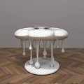 Blue Coffee Table With Dripping Base Design On Herringbone Wooden Floor 3d model