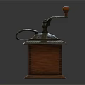 Vintage Manual Coffee Grinder With Wooden Base And Metal Top Kitchen Appliance