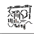 Black Mechanical Parts Including Various Frame Brackets Connectors And Hardware Components 3d model
