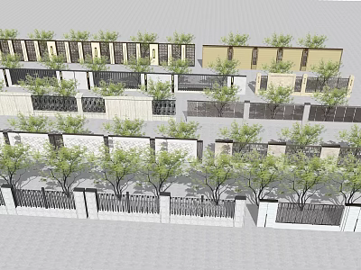 Modern Landscape Feature Wall Design With Stone Panels And Green Plants 3d model