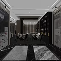 Modern Lounge Area Interior Design With Round Table Chairs Bookshelves And Decorative Lighting