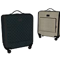 Stylish Dark Blue And Beige Patterned Luggage With Rolling Wheels And Handles 3d model