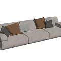 Light Gray Sectional Sofa With Plush Fabric And Brown Gray Beige Decorative Pillows 3d model