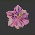 Purple Glossy Flower with Ruffled Petals on Dark Background