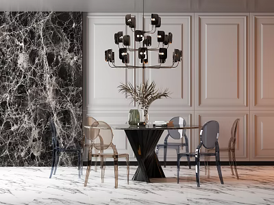 Modern Dining Table and Chair Combination 3d model