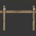 Rustic Wooden Table With Plank Top And Rope Wrapped Corner Joints 3d model