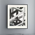 Black And White Abstract Painting With Geometric Intersecting Lines Framed Art