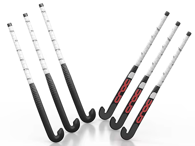Professional EDGE Hockey Sticks With Black White Design And Ergonomic Grip 3d model