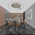 Luxurious Hotel Mahjong Room Interior Design with Round Table Comfortable Chairs And Crystal Chandelier