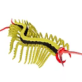 Green and Black Centipede With Red Antennae and Many Legs Illustration