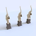 Decorative Garden Ornaments Three Elephant Statues With Dark Square Bases 3d model