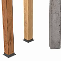 concrete column wooden column luminous column 3d model