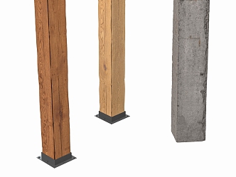 concrete column wooden column luminous column 3d model