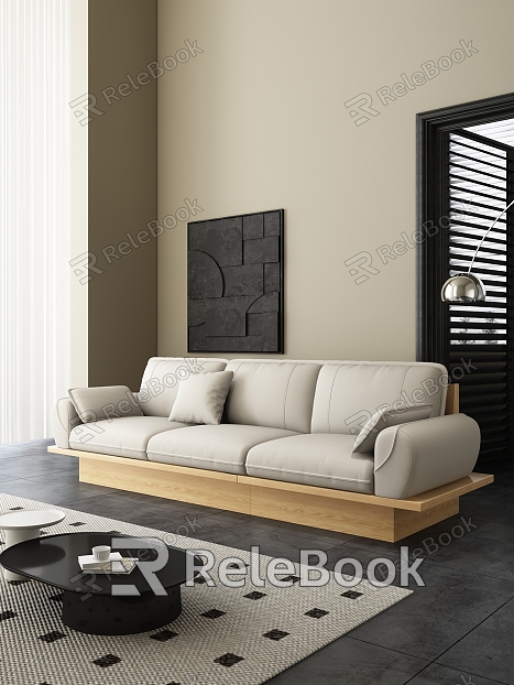 Silent three-person sofa cream model