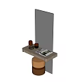 Modern Vanity Table with Mirror Stool Cosmetics and Magazine on Top