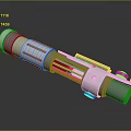 Futuristic Silver Weapon With Red Internal Structure And Mechanical Design 3D Rendering