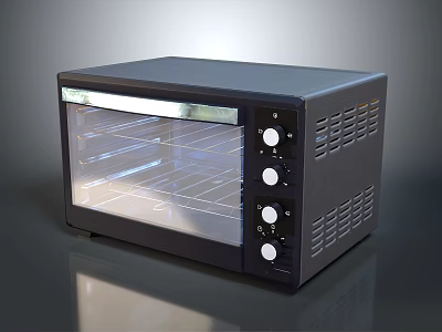 Black Electric Oven With Transparent Door And Control Knobs For Kitchen Use 3d model