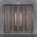 Modern Double Doors Design With Metal Surface And Gold Decorative Lines 3d model