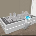 Modern Sand Table Display With Illuminated Model Buildings And Interactive Tablet