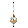 Elegant Spherical Glass Chandelier With Golden Accents And Chain Tassel Design