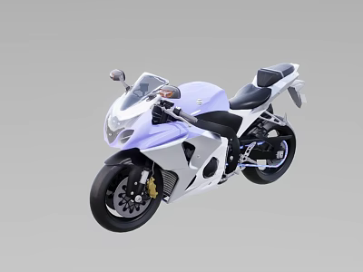 Sleek Purple And White Sport Motorcycle With Aerodynamic Fairings And Black Seat 3d model