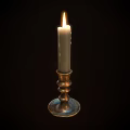 Two Decorative Candle Holders With White And Red Candles Metal Clay Bases Handle Tray