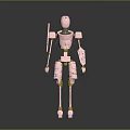 Pink Mechanical Robot With Gold Accents In Standing 3D Model Design