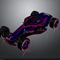 Modern Blue And Purple Race Car With Pink Accents And Sleek Streamlined Design