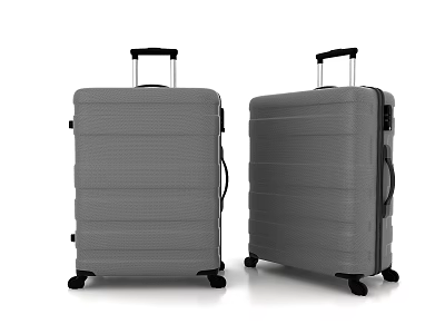 Two Gray Mobile Lockers With Wheels Retractable Handles And Striped Surfaces 3d model