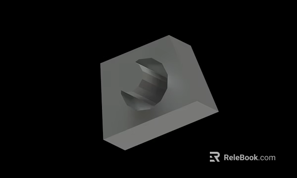 Gray Cube Shaped 3D Model With Central Circular Groove On Black Background 3d model