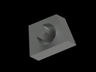 Gray Cube Shaped 3D Model With Central Circular Groove On Black Background 3d model