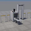 Security Checkpoint Equipment With Gate Scanner Computer Table And Barriers