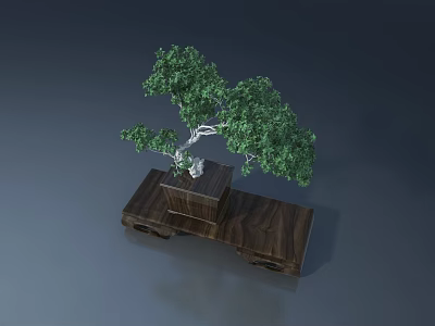 Modern Flush Door Design Featuring Wooden Base And Green Leafy Potted Plant 3d model