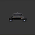 Black Futuristic Floating Car with Gull Wing Doors Rear Fins and Glowing Lights