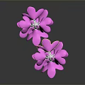 Pink Petal Shaped Earrings With Silver Hooks And Dainty Chain Design