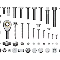 Diverse Metal Hardware Tools Including Bolts Nuts Screws Washers And Eye Bolts