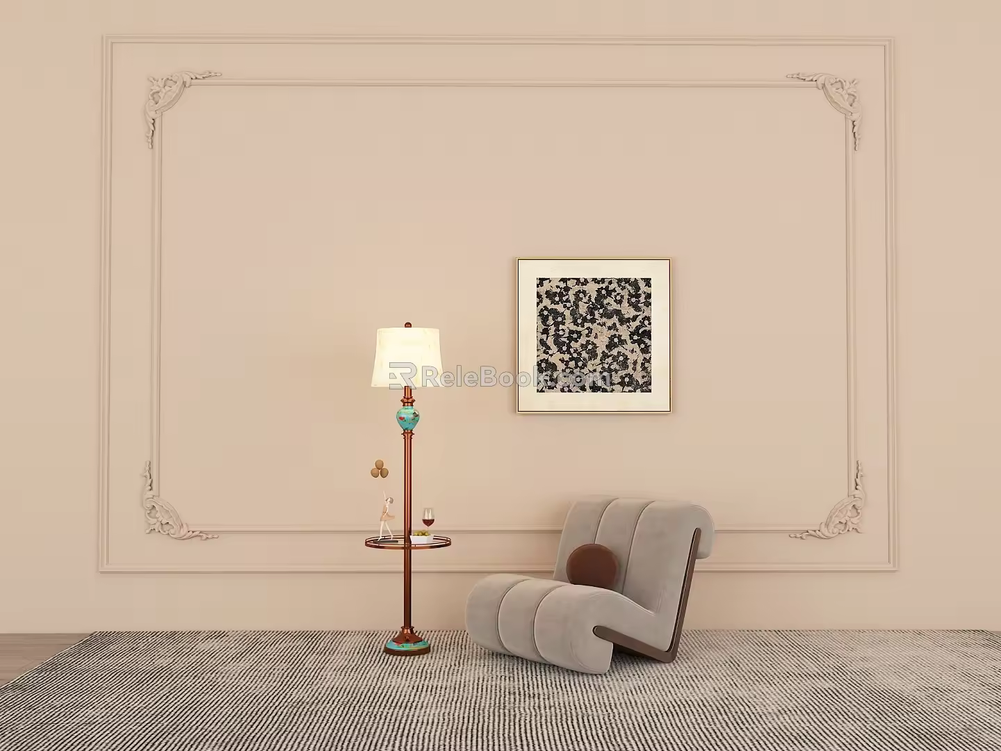 French Retro Floor Lamp Advanced Sense Atmosphere Lamp Integrated Vertical Table Lamp 3d model