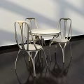 Modern Minimalist White Round Table And Three Metal Frame Chairs Set 3d model